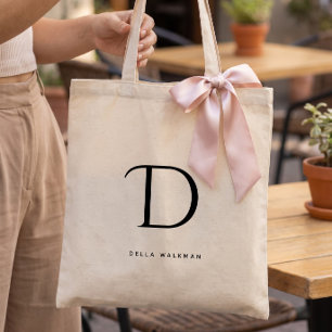 Eenvoudige Minimalistische Monogramnaam Stijlvol Tote Bag