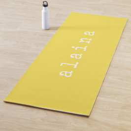 Eenvoudige minimalistische naam Design Yellow Cust Yogamat