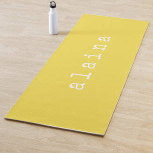 Eenvoudige minimalistische naam Design Yellow Cust Yogamat