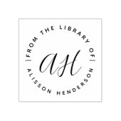 Eenvoudige minimalistische naam Initialen Library Rubberstempel (Afrduk)