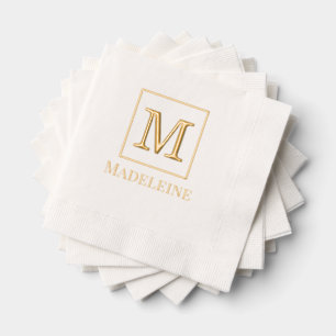 Eenvoudige Minimalistische Naam Omlijst Monogram L Folie Servetten