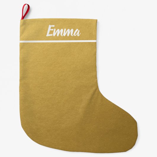 Eenvoudige minimalistische naam Script Gold Grote Kerstsok (Voorkant)