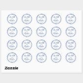 Eenvoudige minimalistische namen Blauwe Hand getro Ronde Sticker (Vel)