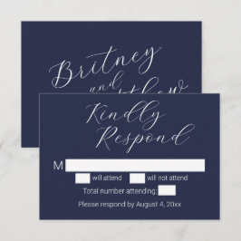 Eenvoudige Minimalistische Navy Blauwe Trouw Bedankkaart