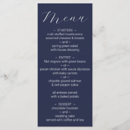 Eenvoudige Minimalistische Navy Blauwe Trouw Menu