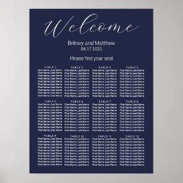 Eenvoudige Minimalistische Navy Blauwe Trouw Stoel Poster