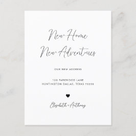 Eenvoudige, minimalistische, nieuwe thuisavonturen aankondigingskaart