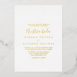 Eenvoudige Minimalistische Nuestra Boda Bruiloft Folie Uitnodiging