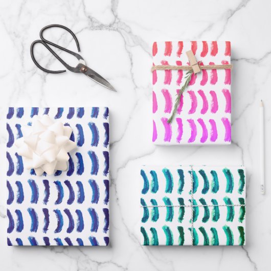 Eenvoudige minimalistische olieverf blauwe lijnen inpakpapier vel (Voorkant)