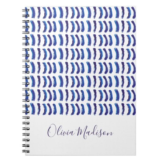 Eenvoudige minimalistische olieverf blauwe lijnen  notitieboek (Voorkant)