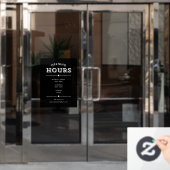 Eenvoudige minimalistische openingstijden wit op z raamsticker (Kantoordeur)