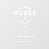 Eenvoudige minimalistische openingstijden wit raamsticker (Vel)