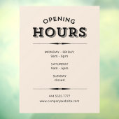 Eenvoudige minimalistische openingstijden zwart op raamsticker (Vel 3)