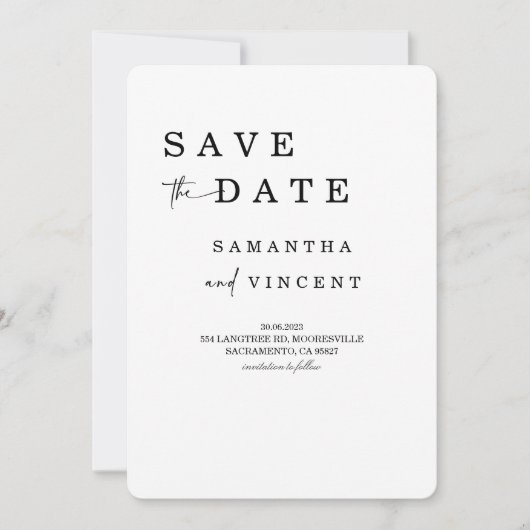 Eenvoudige minimalistische opslag Datum kaart (Voorkant)