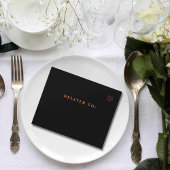 Eenvoudige minimalistische Oranje zwarte QR-code All In One Uitnodiging