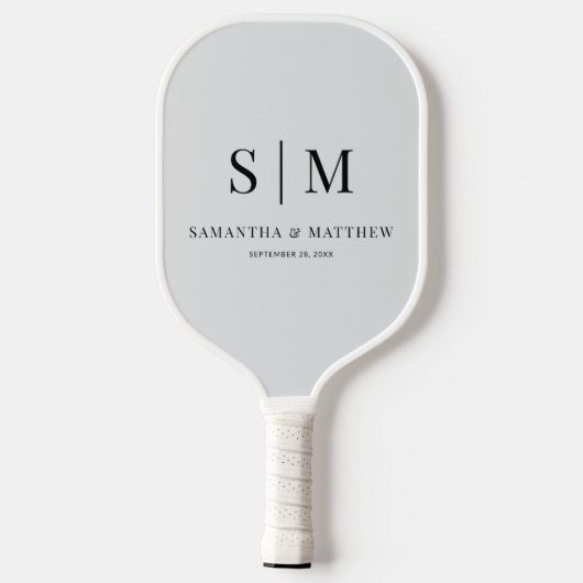 Eenvoudige minimalistische paar Initialen bruiloft Pickleball Paddle (Achterkant)