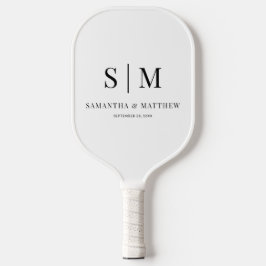 Eenvoudige minimalistische paar Initialen bruiloft Pickleball Paddle