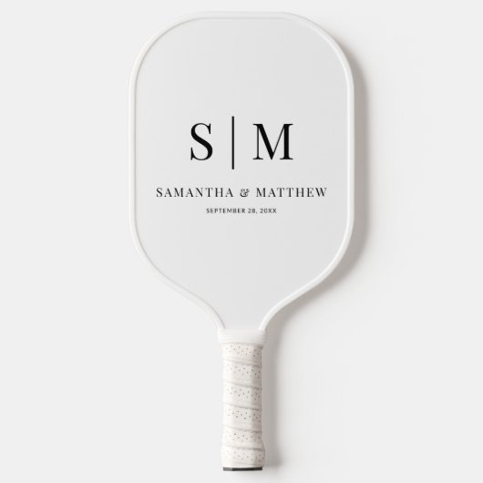 Eenvoudige minimalistische paar Initialen bruiloft Pickleball Paddle (Voorkant)
