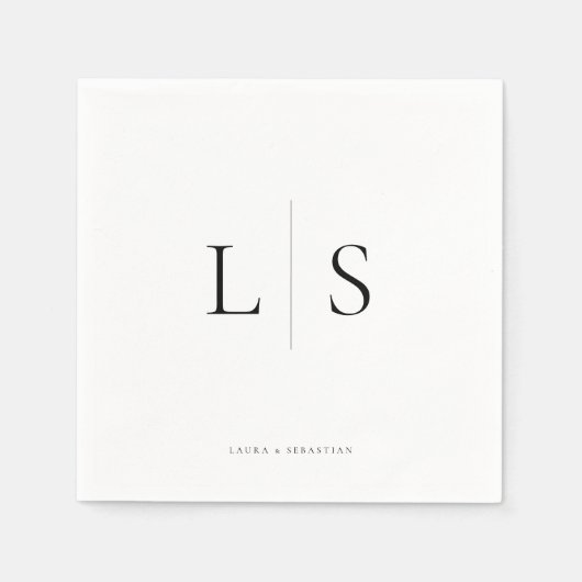 Eenvoudige minimalistische paar Initialen bruiloft Servet (Voorkant)