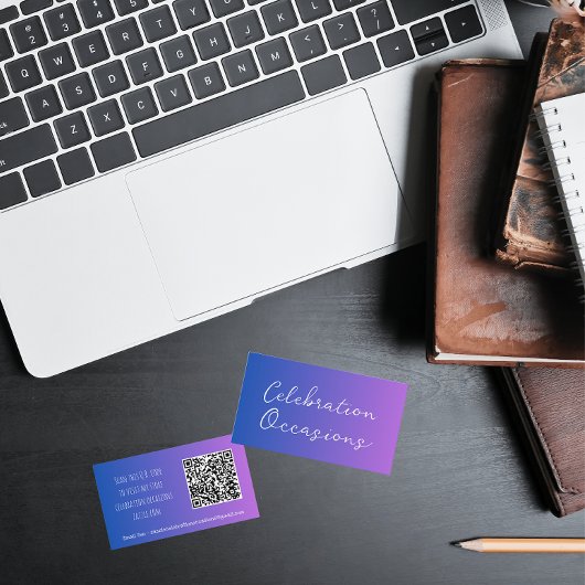 Eenvoudige minimalistische Paarse gradiënt QR Visitekaartje