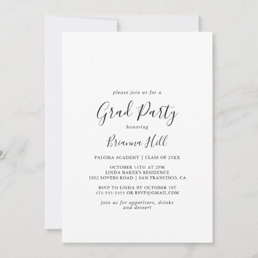 Eenvoudige minimalistische partij bij het Afstudee Kaart (Voorkant)