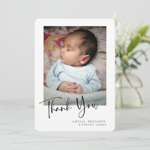 Eenvoudige Minimalistische Pasgeboren Baby Foto Bedankkaart