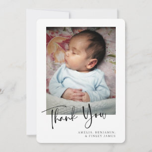 Eenvoudige Minimalistische Pasgeboren Baby Foto Bedankkaart