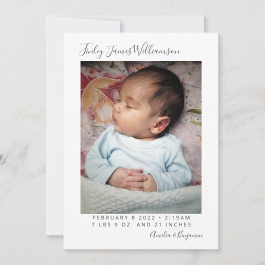 Eenvoudige minimalistische pasgeboren fotostermen  aankondiging (Voorkant)