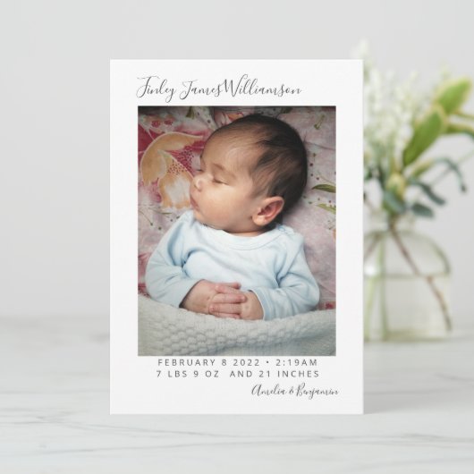 Eenvoudige minimalistische pasgeboren fotostermen  aankondiging (Staand voorkant)