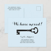 Eenvoudige  minimalistische Pastel Blue Key Bewege Aankondigingskaart (Voorkant / Achterkant)