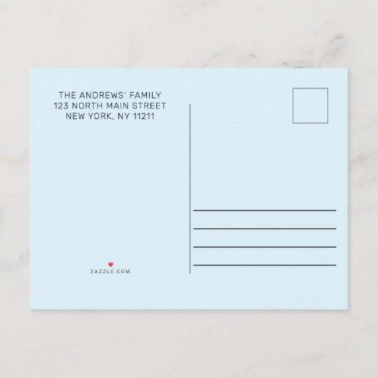 Eenvoudige  minimalistische Pastel Blue Key Bewege Aankondigingskaart (Achterkant)