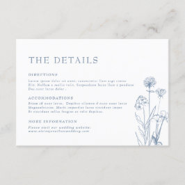 Eenvoudige minimalistische Periwinkle Flora Weddin Informatiekaartje