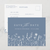 Eenvoudige minimalistische Periwinkle Floral Bewaa Briefkaart (Voorkant / Achterkant)