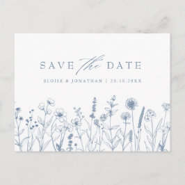 Eenvoudige minimalistische Periwinkle Floral Bewaa Briefkaart