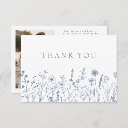 Eenvoudige minimalistische Periwinkle Wildflower b Bedankkaart (Voorkant / Achterkant)