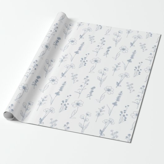 Eenvoudige minimalistische Periwinkle Wildflower b Cadeaupapier (Uitgerold)