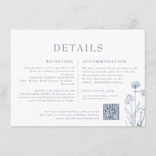 Eenvoudige minimalistische Periwinkle Wildflower b Informatiekaartje (Voorkant)