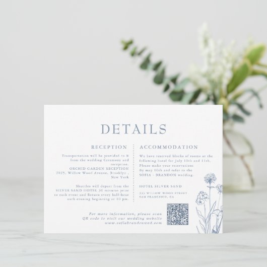 Eenvoudige minimalistische Periwinkle Wildflower b Informatiekaartje (Staand voorkant)