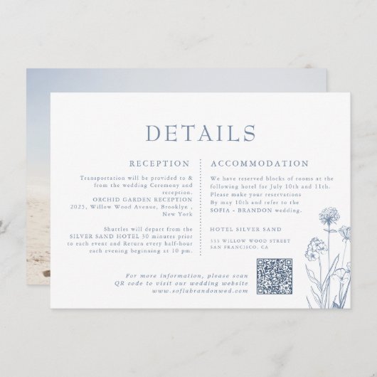 Eenvoudige minimalistische Periwinkle Wildflower b Informatiekaartje (Voorkant / Achterkant)