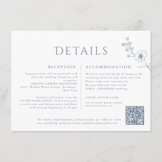 Eenvoudige minimalistische Periwinkle Wildflower b Informatiekaartje (Voorkant)