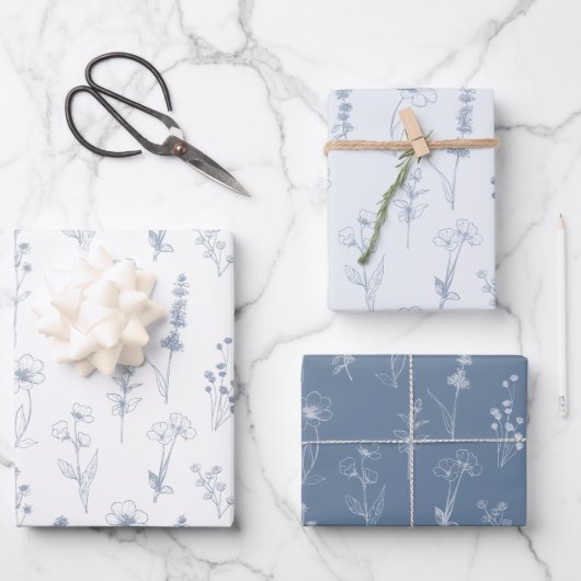 Eenvoudige minimalistische Periwinkle Wildflower b Inpakpapier Vel (Voorkant)
