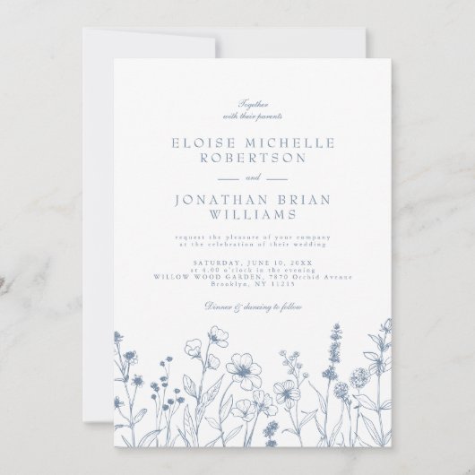 Eenvoudige minimalistische Periwinkle Wildflower b Kaart (Voorkant)