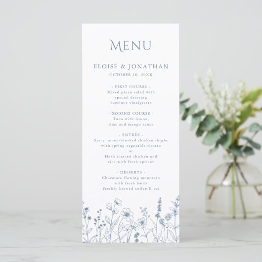 Eenvoudige minimalistische Periwinkle Wildflower b Menu (Staand voorkant)