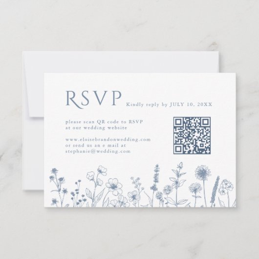 Eenvoudige minimalistische Periwinkle Wildflower b RSVP Kaartje (Voorkant)