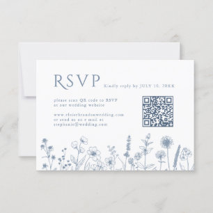 Eenvoudige minimalistische Periwinkle Wildflower b RSVP Kaartje