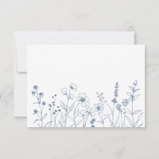 Eenvoudige minimalistische Periwinkle Wildflower b RSVP Kaartje (Achterkant)