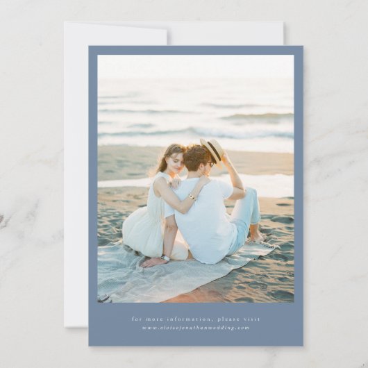 Eenvoudige minimalistische Periwinkle Wildflower b Save The Date (Achterkant)