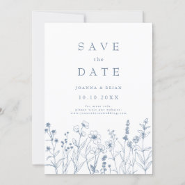 Eenvoudige minimalistische Periwinkle Wildflower b Save The Date