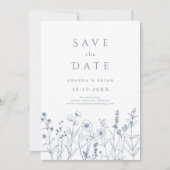 Eenvoudige minimalistische Periwinkle Wildflower b Save The Date (Voorkant)