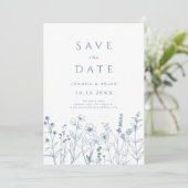 Eenvoudige minimalistische Periwinkle Wildflower b Save The Date (Staand voorkant)